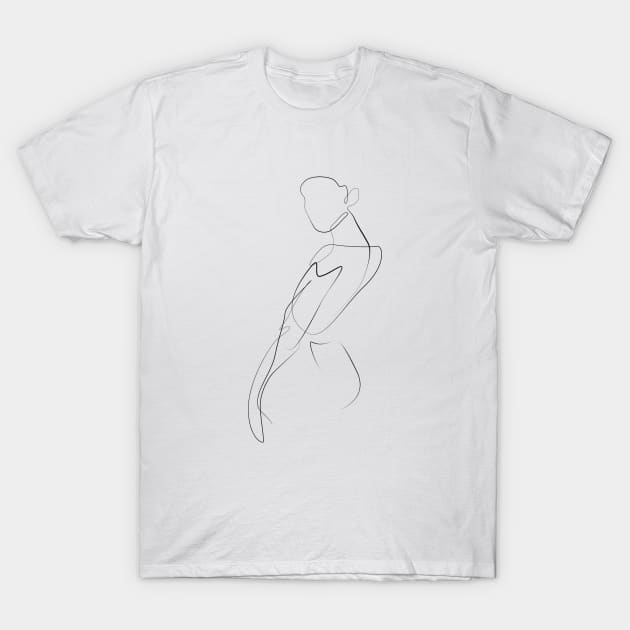 Female Nude Line Art T-Shirt by MisqaPi Design